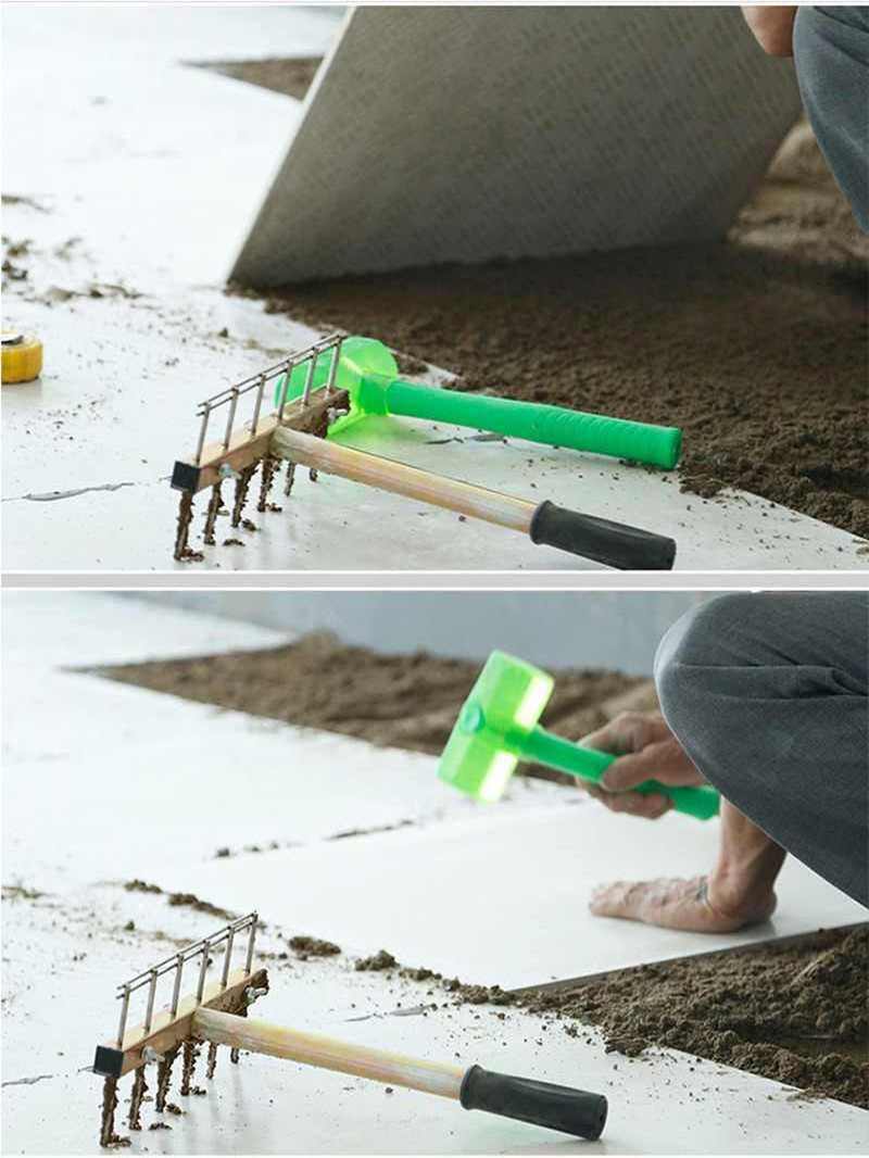 Multifunction Steel Rake Floor Ceramic Tiles Laying Leveling System Concretes Grouts Mixer Garden Digging Tool Hand Cultivator