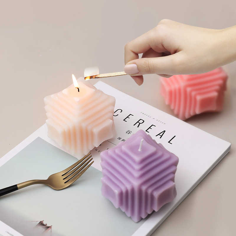 Body Geometry Candle Decoration Rubik's Cube Net Red Geometry Cube Home Decoration Homestay Soft Decoration