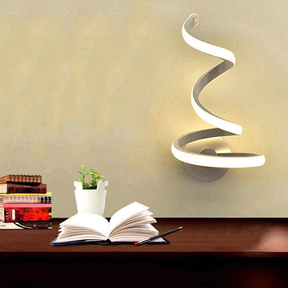 1pc Modern Spiral LED Wall Light Creative Wall Mount TV Background Bedside Lamp Acrylic Iron Sconces Lamp Bedroom Wall Decor