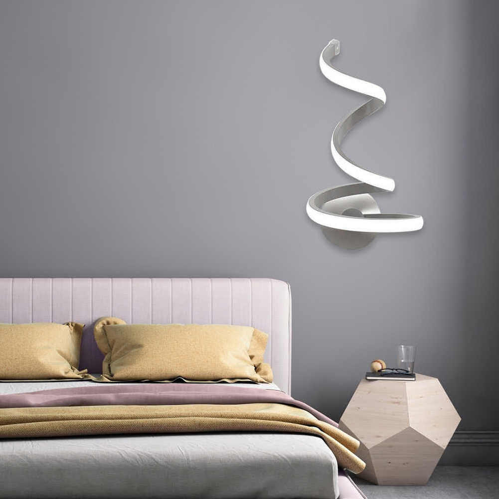 1pc Modern Spiral LED Wall Light Creative Wall Mount TV Background Bedside Lamp Acrylic Iron Sconces Lamp Bedroom Wall Decor