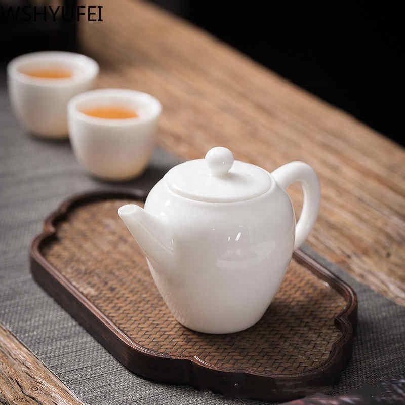 Chinese Handmade White Porcelain Teapot Ivory White Tea Pot Ceramics Teaware Tea Infuser Pu'er Oolong Tea Filter Kettle