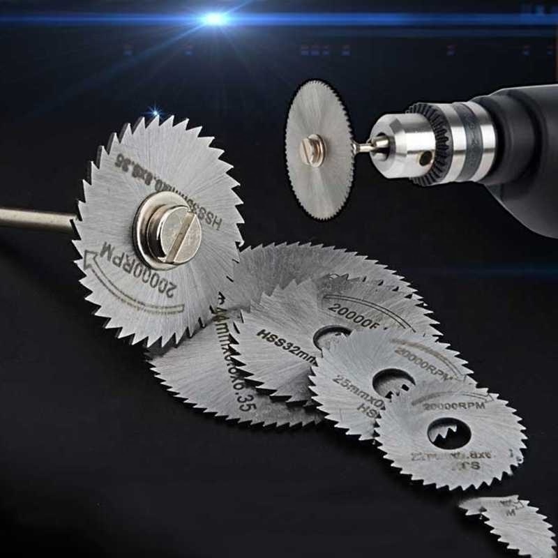 7pc Metal Circular Saw Disc Wheel Blades Shank High Speed Steel Mini Saw Blades With Mandrels Drill Warehouse Rotary Wood Cutout