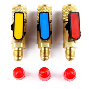 3pcs/lot HVAC Tools Gauges New 3 Color R410A Valves Refrigerant Adapter AC Charging Hoses Brass Mayitr Straight Ball Valves