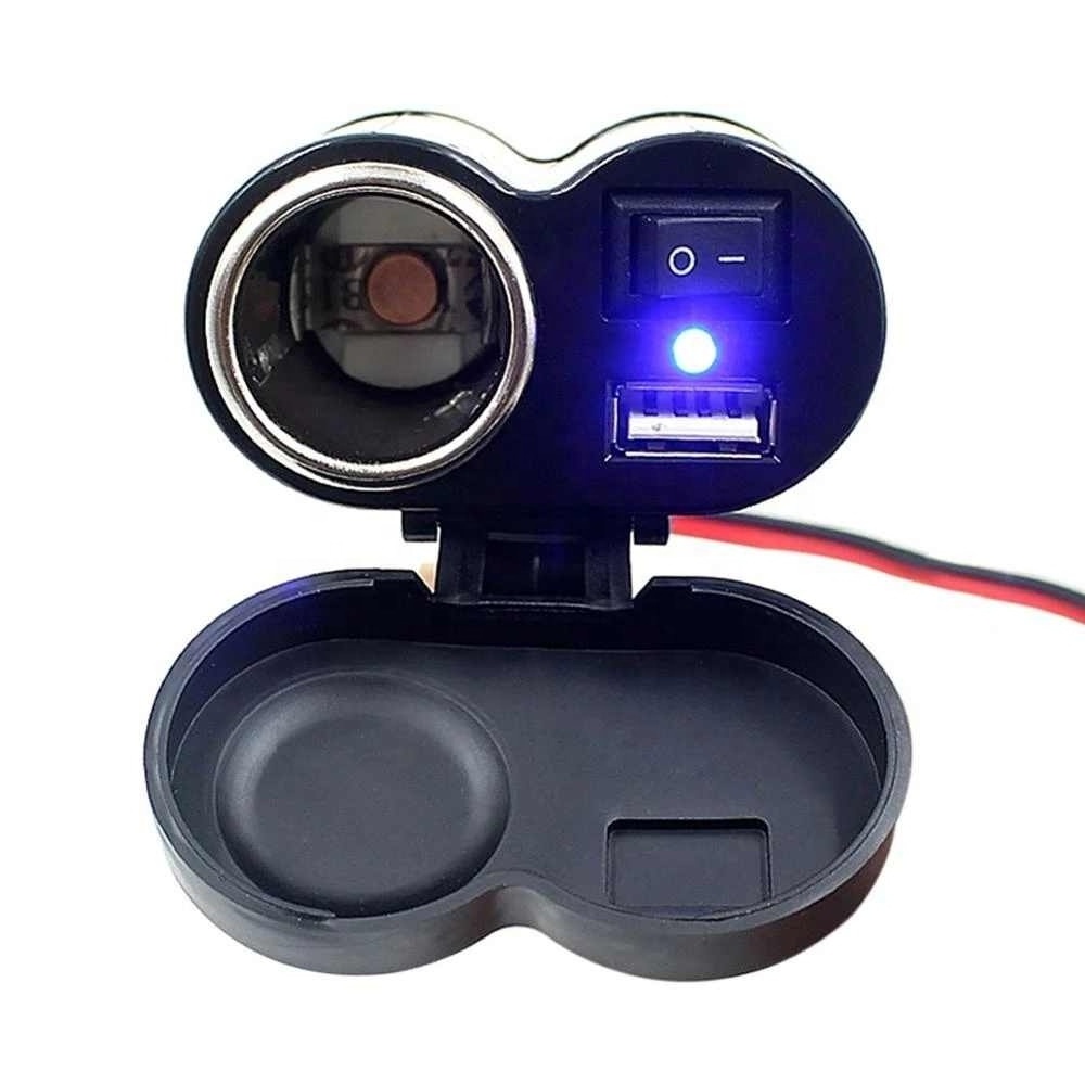 12V Car Motorcycle Bike Waterproof Cigarette Lighter USB Power Charging Socket 1 Pc