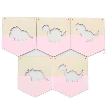 INS Scandinavian Style Children's Room Dinosaur Wooden Pieces Hanging Wall Decorations Theme Party Decorations Shooting Props