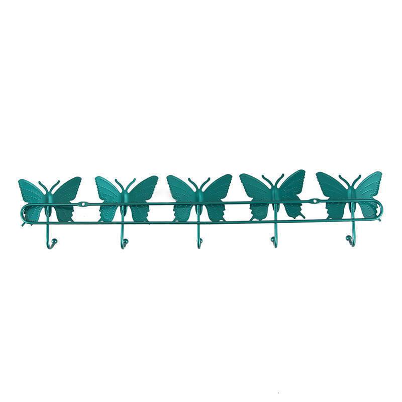 Colorful Butterfly 5 Hooks Iron Wall Clothes Hooks Single Row Durable Hardware Clothes Hooks Bathroom Hangings Customizable