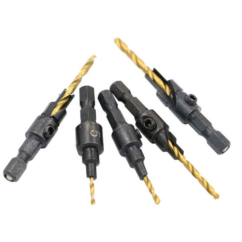 5pcs HSS Countersink Drill Bit Set Quick Change 1/4