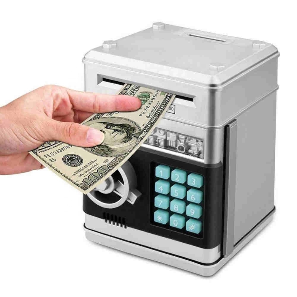 Electronic Piggy Bank ATM Password Money Box Cash Coins Saving Box ATM Bank Safe Box Automatic Deposit Banknote Christmas Gift