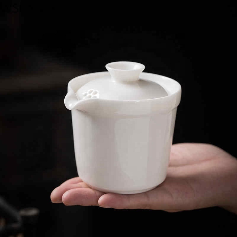 Chinese Handmade White Porcelain Teapot Ivory White Tea Pot Ceramics Teaware Tea Infuser Pu'er Oolong Tea Filter Kettle