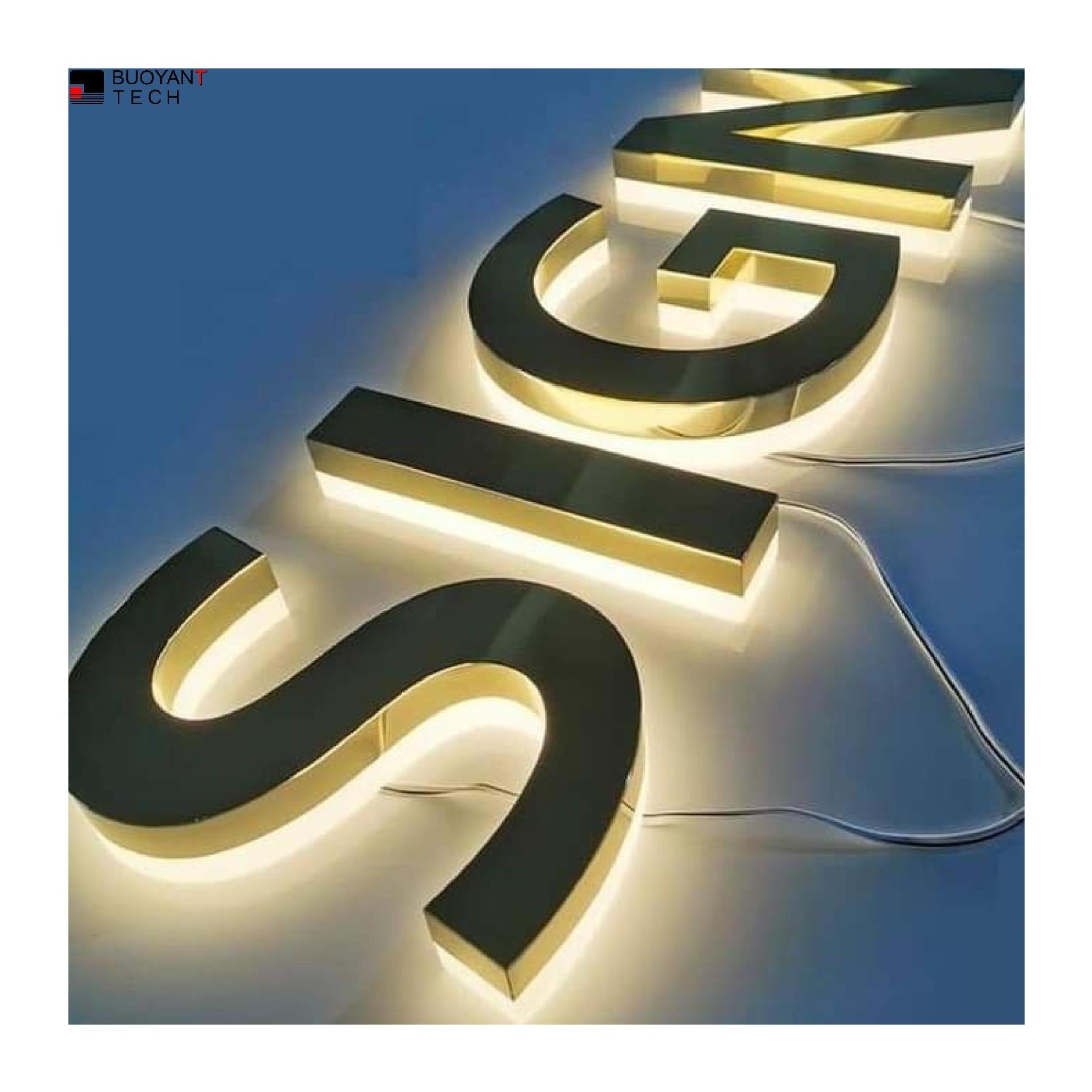 Buoyant Factory Wholesale Custom Business Logo 3D Metal LED Letter Lights Acrylic LED Sign for Advertising Decoration light sign