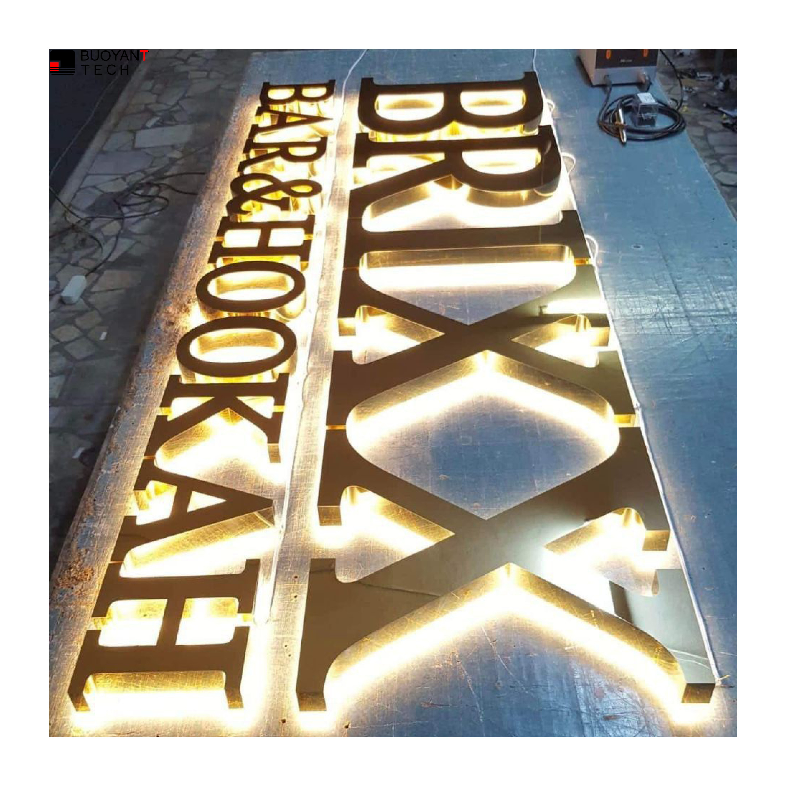 Custom Gold 3d logo led channel letters sign outdoor led light 3d letter shop store front signs Backlit Company business Signage