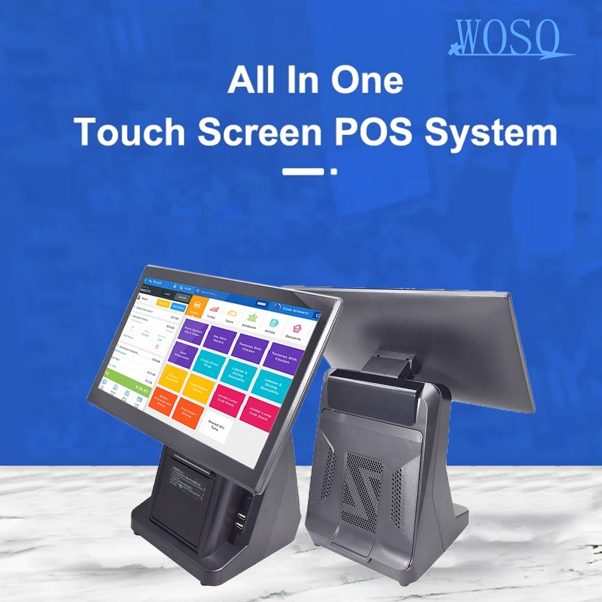 Pos Manufacturers Full Set All in one pos system cash registers built in 80mm receipt printer