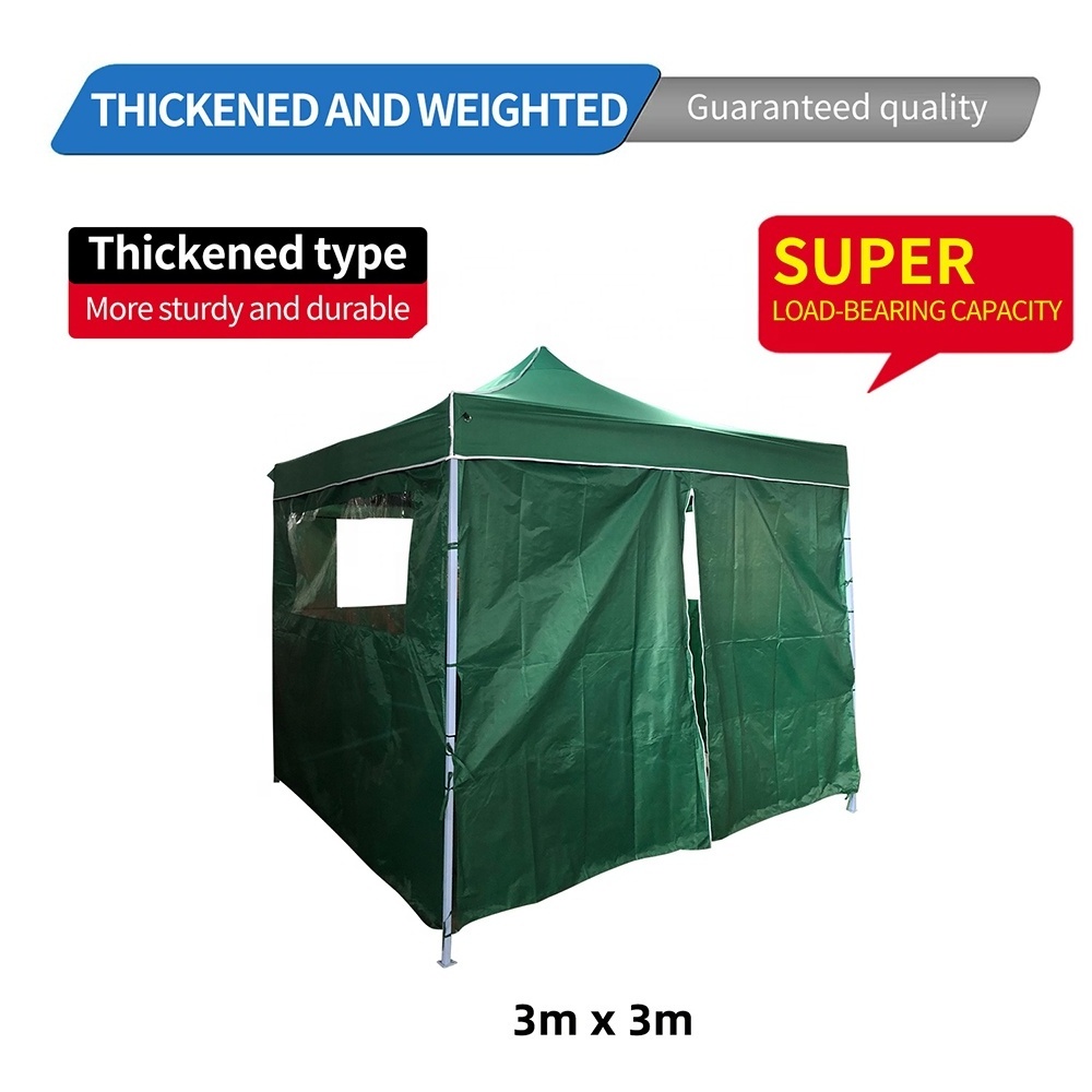 Promotional cheap and high quality 3x3m green collapsible trade show tent with walls for outdoor activities