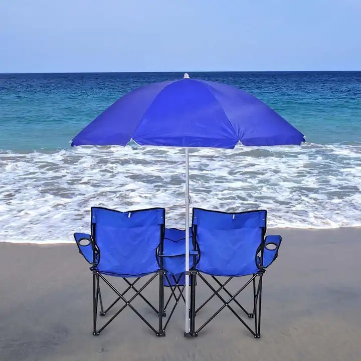 High Quality Foldable Chair Blue Orange Camping 2-3 People Camping fishing beach Chair With Umbrella