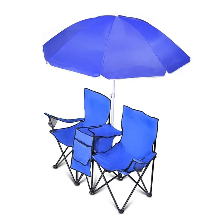 High Quality Foldable Chair Blue Orange Camping 2-3 People Camping fishing beach Chair With Umbrella