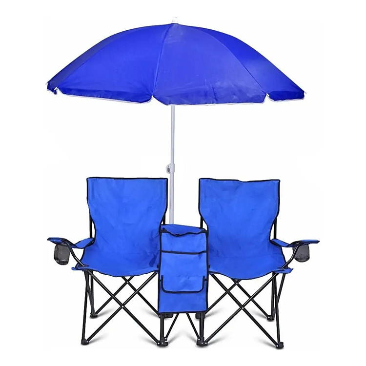 High Quality Foldable Chair Blue Orange Camping 2-3 People Camping fishing beach Chair With Umbrella