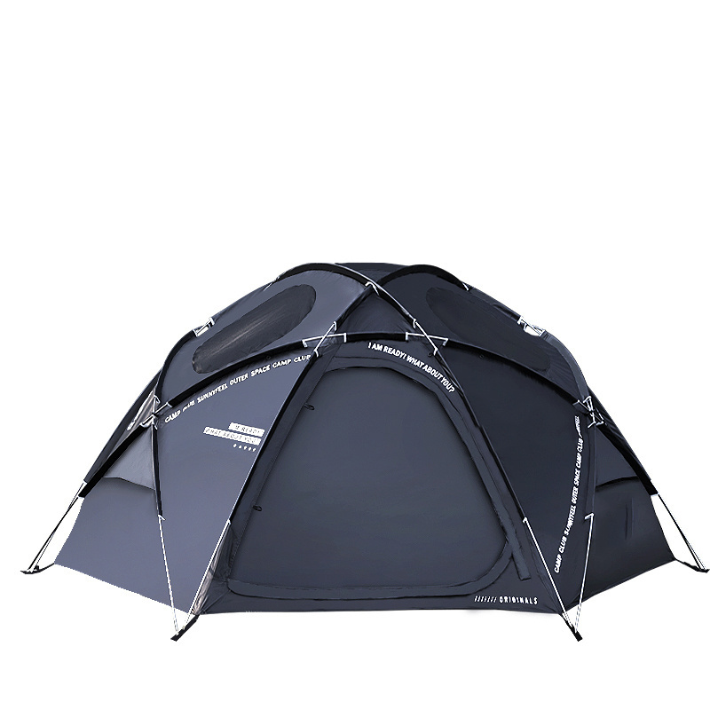 Outdoor Camping Blackened Hemispherical Tent Aluminum Pole Camping Round Rain Proof Sunscreen Tent