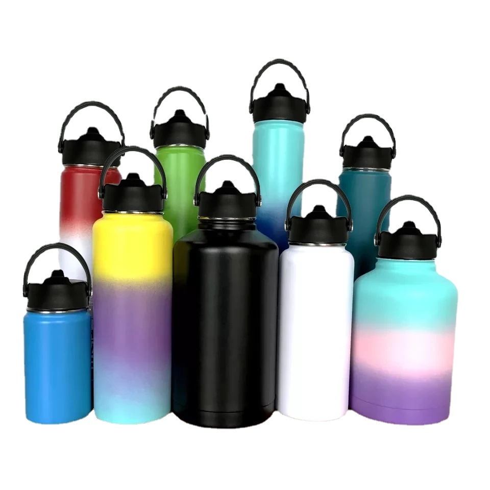 Insulated Stainless Steel Water Bottle 32 Ounce 40oz 64 oz 2.2l Vacuum Canteen 3 Lids Large Metal Drink Bottle