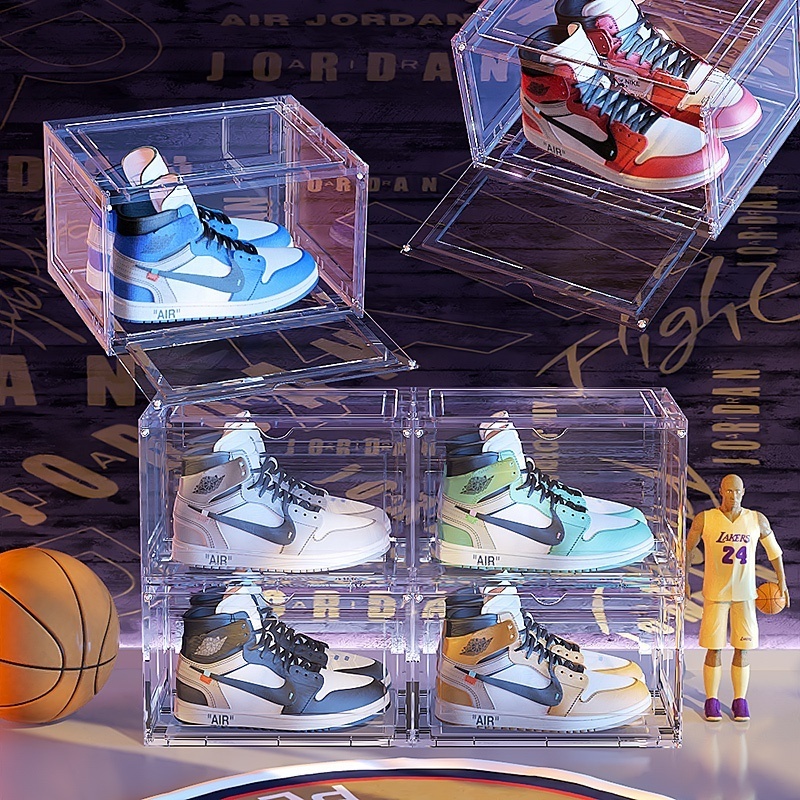 Hot Style Transparent Plastic Sneaker Stacking Shoe Box Front Acrylic Drawer Container Storage Shoe Box