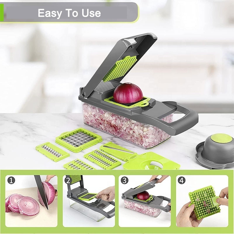 Kitchen Assistant 12 in 1 Food Fruit and Vegetable Cutting Tool Mandoline Slicer Multifunctional Cutter