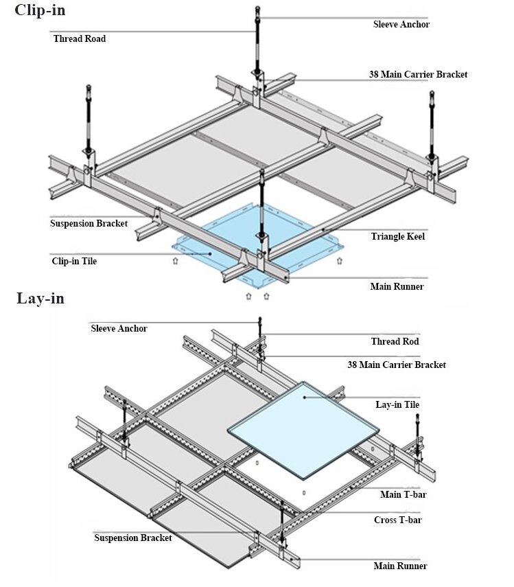 600600mm Suspended Aluminum Commercial Ceiling Tiles Hook On System