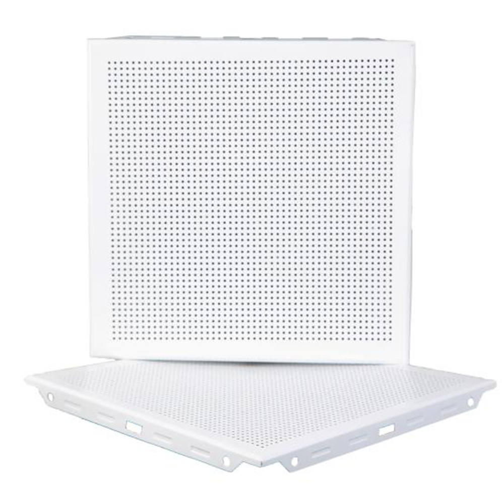 Clip in Aluminum perforated ceiling tiles Fireproof metal drop-in ceiling tin tiles 2x2