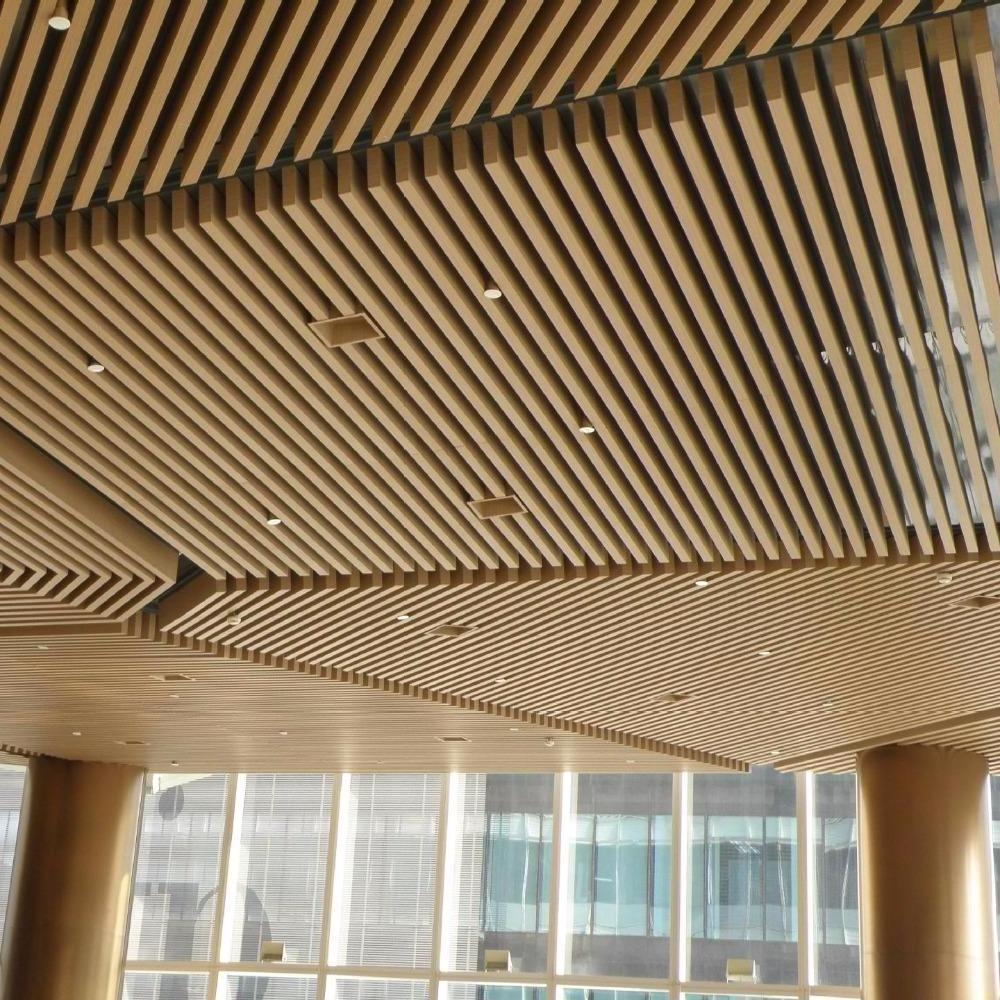 Interior Decorative Panels Metal Strip Ceiling Art Ceiling Suspended Metal Aluminum Strip Linear Baffle Ceiling