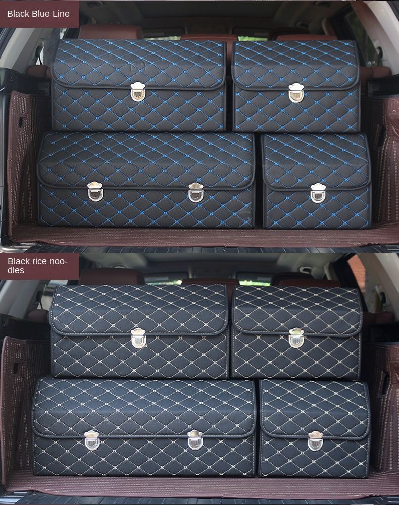 Large capacity brown foldable auto trunk organizer multi-functional with custom logo metal lock customized size car storage box