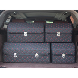 Large capacity brown foldable auto trunk organizer multi-functional with custom logo metal lock customized size car storage box