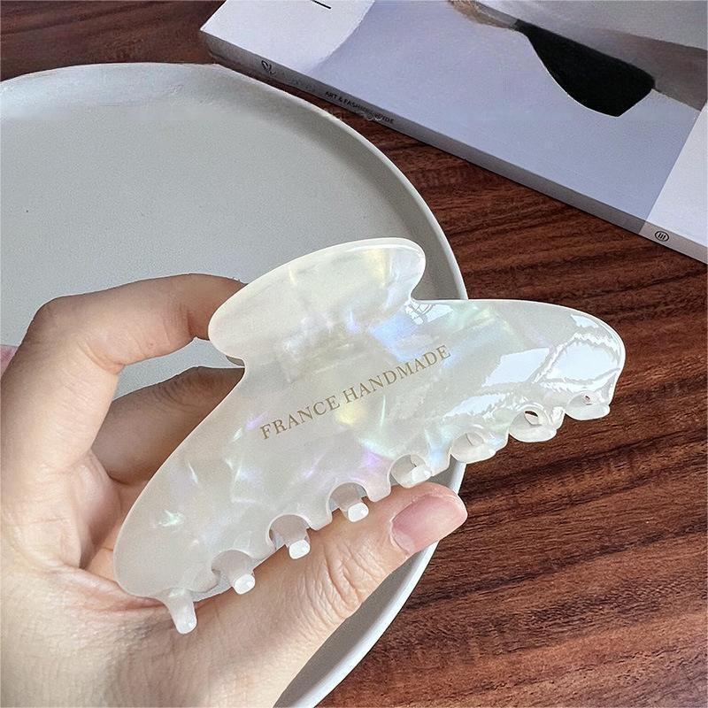 Qianjin Factory Custom LOGO Wholesale hot stamping French environmentally friendly cellulose acetate marble 11cm hair claw clip