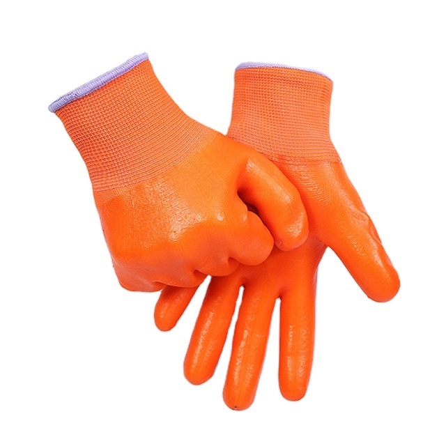 Rubber dipped safety working gloves pvc coated anti oil gloves