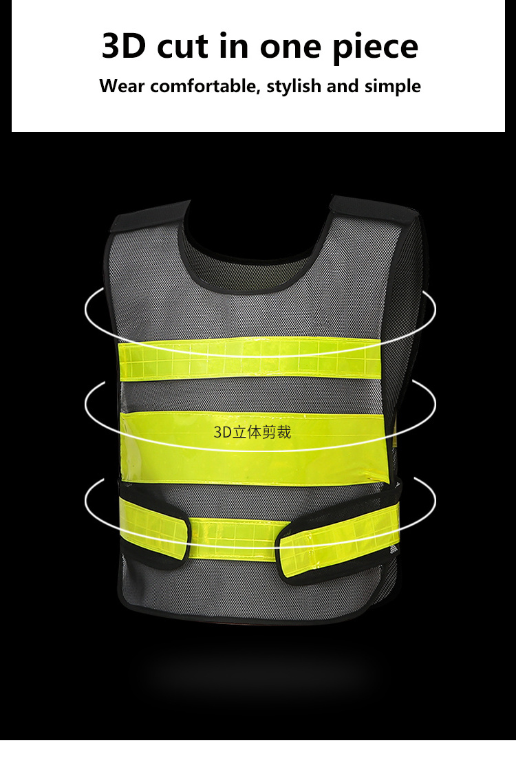 Wholesale High Visibility Polyester Mesh Safety Vest Lightweight Adjustable Reflective Adult Unisex Vest with Logo Support