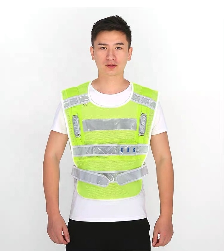 LED Reflective Vest Pullover flashing light Traffic Road Administration Work Clothing Custom Saftey Vests