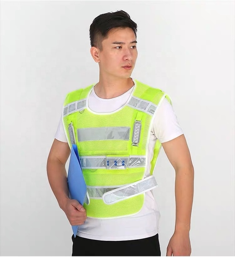 LED Reflective Vest Pullover flashing light Traffic Road Administration Work Clothing Custom Saftey Vests