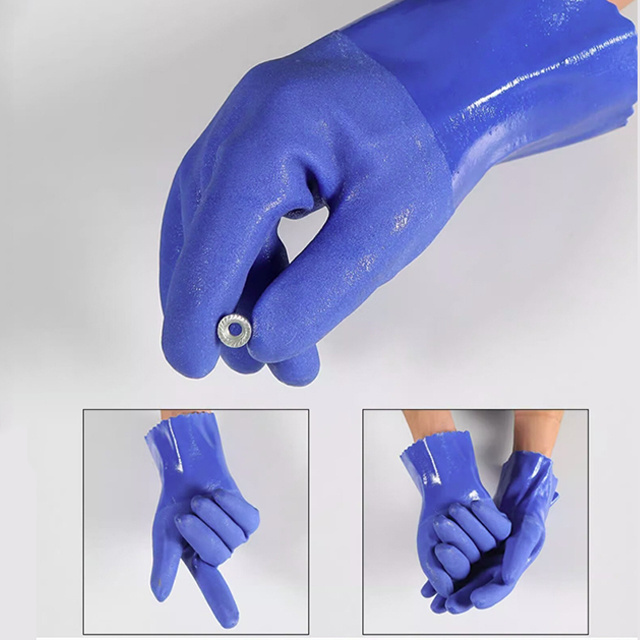 Industrial Heavy Duty Chemical Oil Resistant Water Proof Long Coating PVC Rubber Gloves