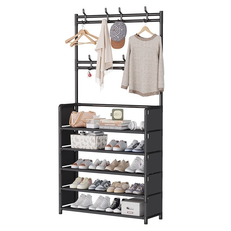 Simple integrated shoe rack, multi-layer dustproof shoe cabinet, and hat rack for storage