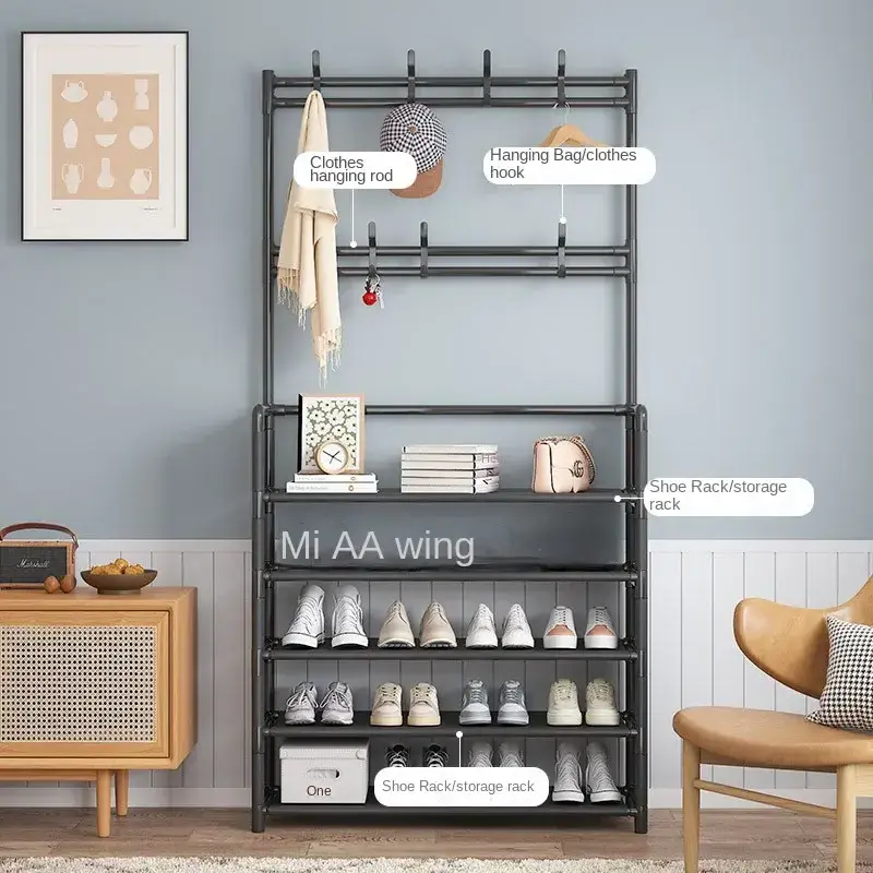 Simple integrated shoe rack, multi-layer dustproof shoe cabinet, and hat rack for storage