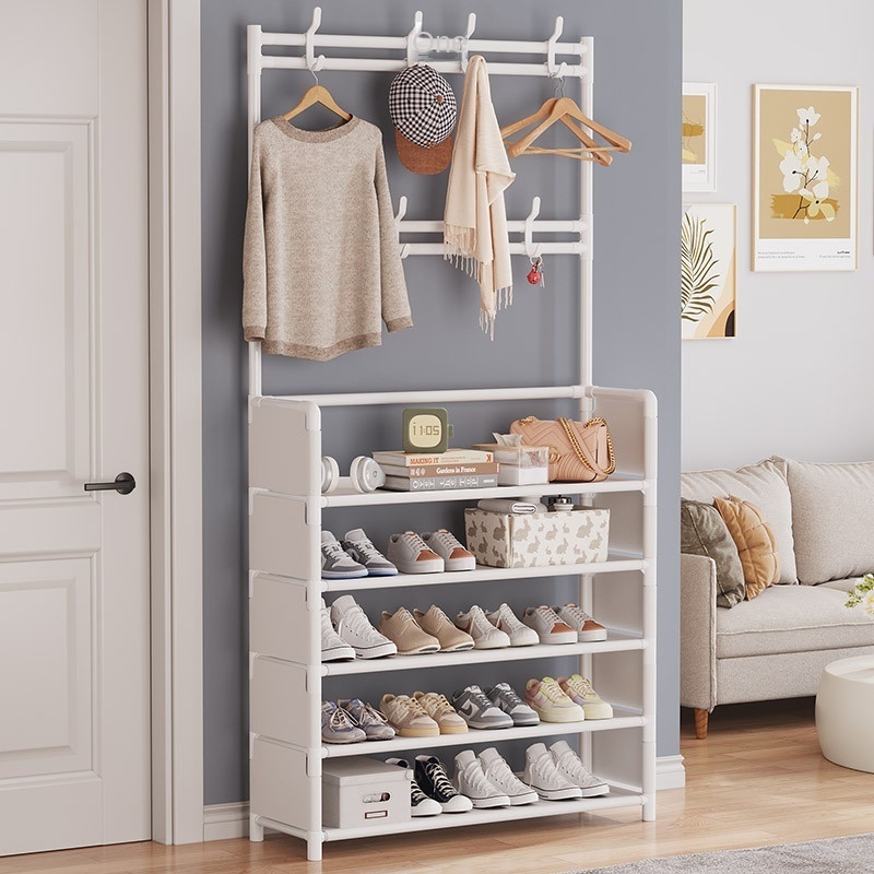 Simple integrated shoe rack, multi-layer dustproof shoe cabinet, and hat rack for storage