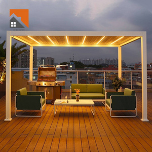 Motorized Electric Aluminium Pergola Outdoor Four Seasons 4x3 Gazebo Modern Motorized Pergola with LED Light