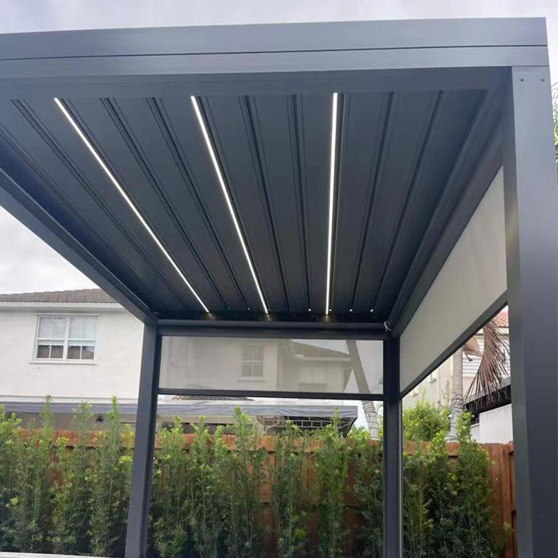 Customize Made Pergola Outdoor Aluminium Garden Sun Shades Modern Windproof Gazebo Pergola Louver Roof