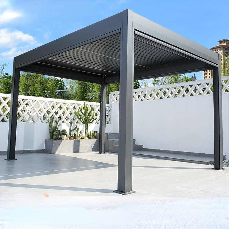 Outdoor Waterproof Metal Pergola Gazebos Aluminum Wall Mounted Patio Electric Heavy Louvred Roof Pergola