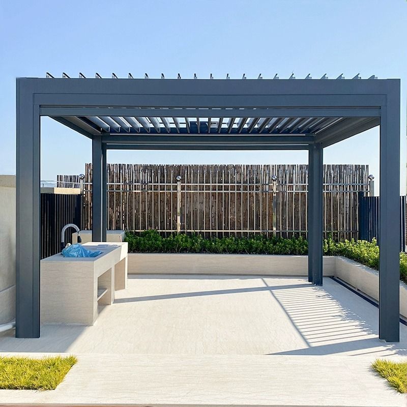 Waterproof Aluminium Pergola 3x3 4X4 3x4 4x6m Canopy Bioclimatic Pergola Rectangular Opening Roof Louver Gazebo