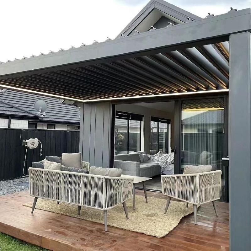 Modern Motorized Aluminum Pergola Louvre Roof Windproof Metal Vertical Blinds with Zip Screens Louvered Gazebo