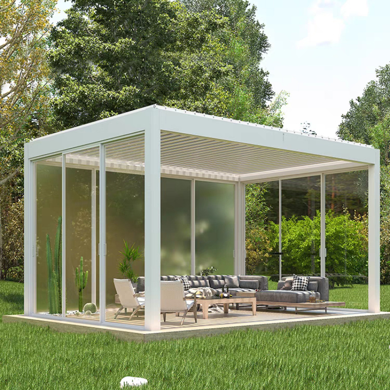 Aluminium Louvre Pergola 3x4 4x6 6x6m Garden Waterproof Bioclimatic Sunshade Louvered Roof Modern Outdoor Pergola