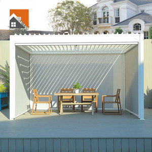 Outdoor Aluminium Motorized Louvere Pergola Modern Louver Roof Customizable Color Size Gazebo Smart Retractable