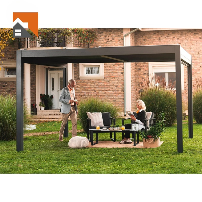 Aluminium Louvre Pergola 3x4 4x6 6x6m Garden Waterproof Bioclimatic Sunshade Louvered Roof Modern Outdoor Pergola