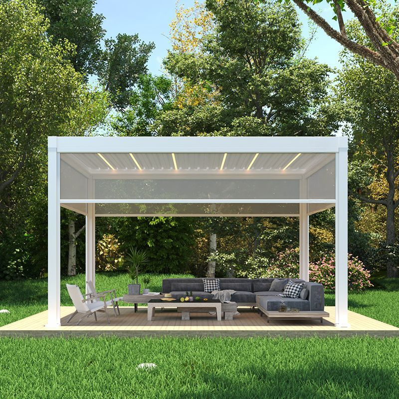 Waterproof Motorized Garden Aluminium Pergola Canopy Gazebo Adjustable Louvers Outdoor Pergola with Zip Screens