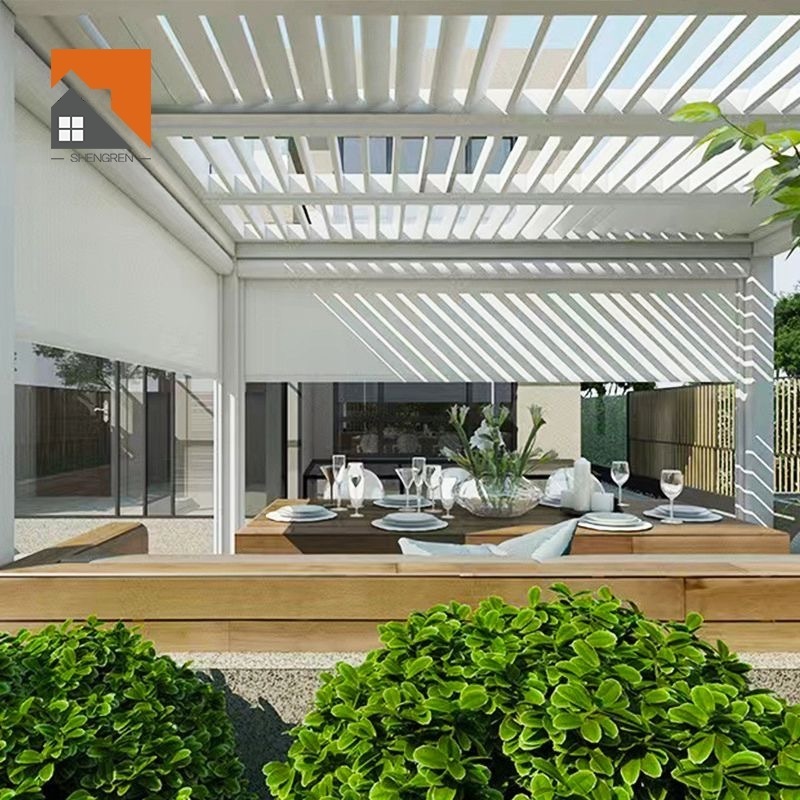 Pergola Aluminium Garden Louver Roof Metal Villa Waterproof Sunshade Bioclimatic Outdoor Kitchen with Pergola