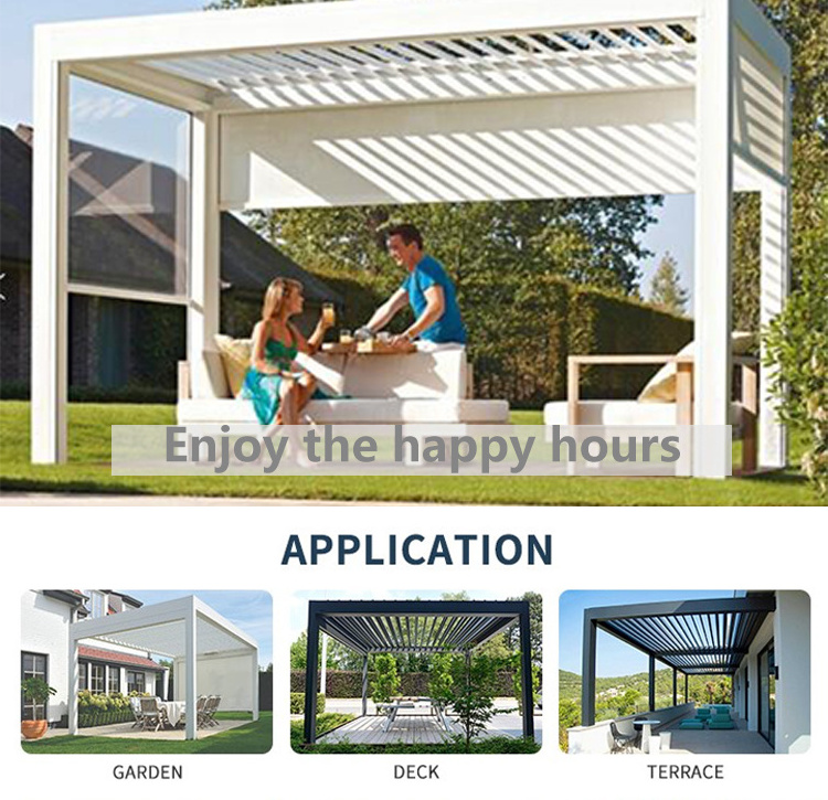 Patio Louvered Pergola Gazebo Outdoor Metal Gazebo Sun Shade Canopy with Adjustable Roof Pergola Bioclimatic