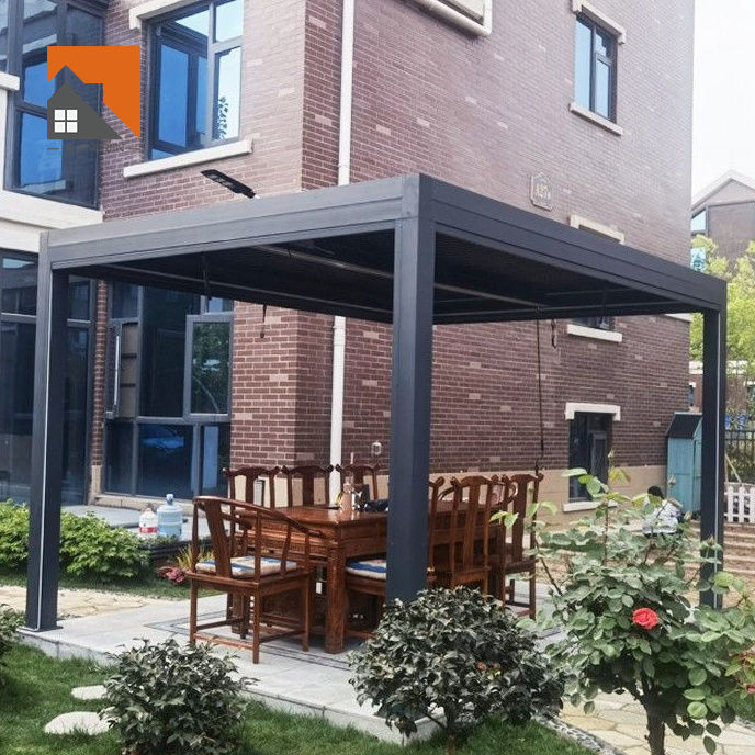 Pergola Aluminium Garden Louver Roof Metal Villa Waterproof Sunshade Bioclimatic Outdoor Kitchen with Pergola